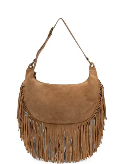 Vicolo Fringe-trim Suede Shoulder Bag In Brown