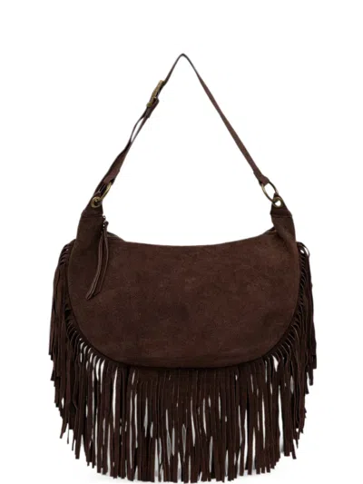 Vicolo Fringe-trim Suede Shoulder Bag In Brown