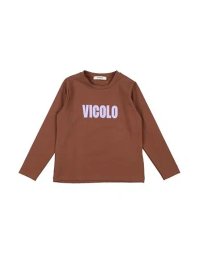 Vicolo Babies'  Girl Toddler Girl T-shirt Brown Size 4 Cotton, Elastane