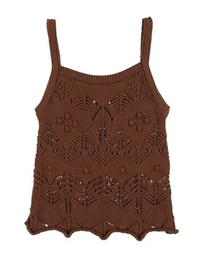 Vicolo Babies'  Girl Toddler Girl Top Brown Size 6 Cotton, Acrylic