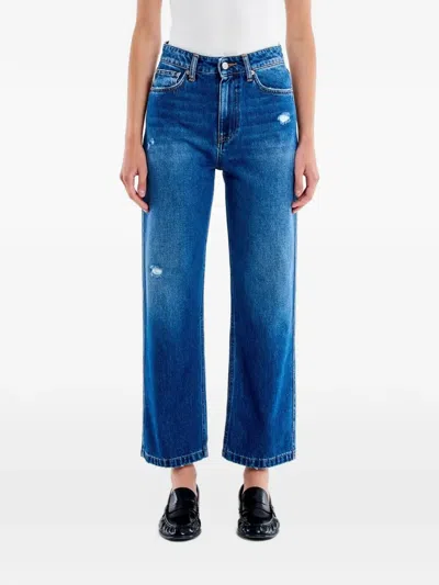 Vicolo Icon Kate Distressed Straight-leg Jeans In Blue