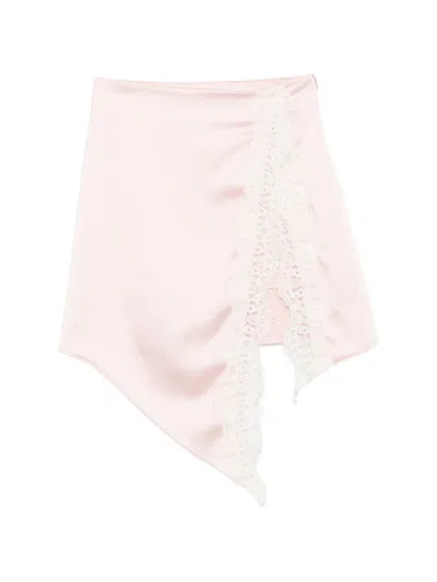 Vicolo Lace-trim Asymmetric Mini Skirt In Multi