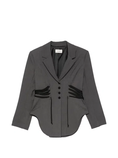 Vicolo Lace-up Blazer In Gray