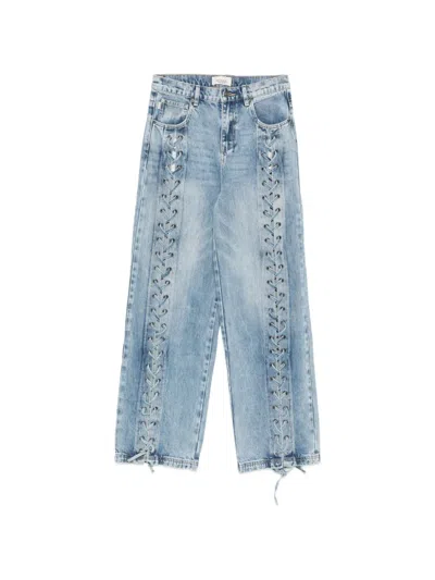Vicolo Lace-up Buttoned Jeans In Blue