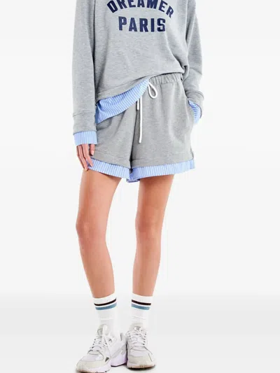 Vicolo Layered-effect Drawstring Shorts In Gray