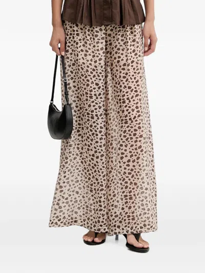 Vicolo Leopard-print Wide-leg Trousers In Neutral