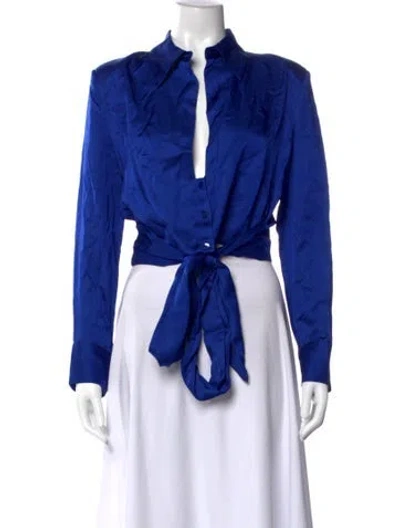 Pre-owned Vicolo Long Sleeve Button-up Top In Blue