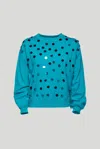 Vicolo Maglione Turchese Con Maxipaillettes In Verde