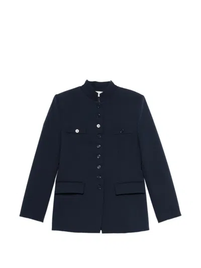 Vicolo Mandarin-collar Button-up Jacket In Blue