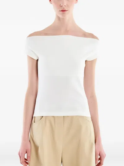 Vicolo Off-the-shoulder Ribbed Top In White