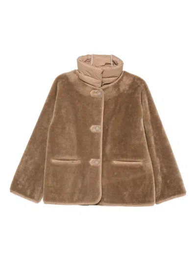 Vicolo Padded-collar Coat In Brown