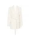 Vicolo Pinstripe-pattern Belted Blazer In Neutral