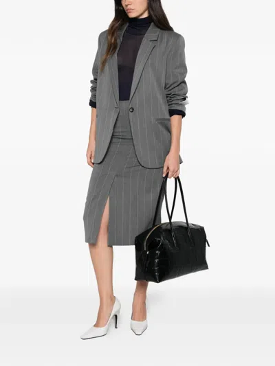 Vicolo Pinstripe-pattern Single-breasted Blazer In Gray