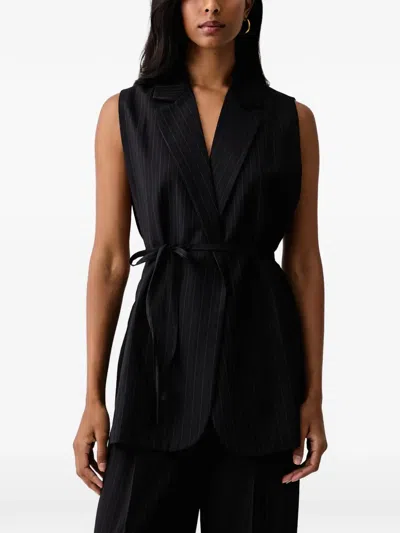Vicolo Pinstripe-pattern Sleeveless Top In Black