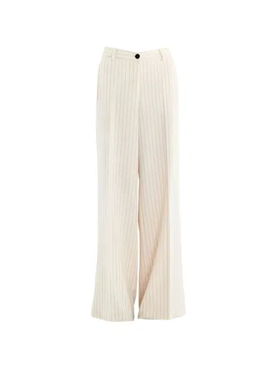 Vicolo Pinstripe-pattern Wide-leg Trousers In Neutral