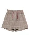 Vicolo Plaid Drawstring-waist Shorts In Neutral
