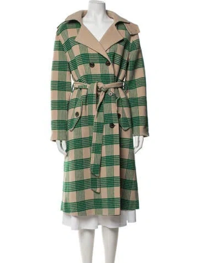 Pre-owned Vicolo Plaid Print Coat In Green
