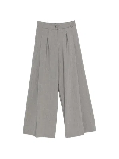 Vicolo Pleat-detail Wide-leg Trousers In Gray