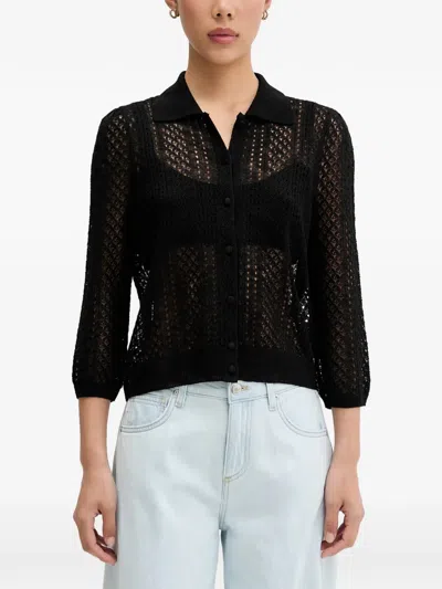 Vicolo Pointelle-knit Cardigan In Black