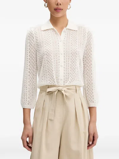 Vicolo Pointelle-knit Cardigan In White