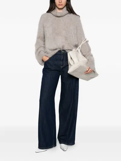 Vicolo Pressed-crease Wide-leg Jeans In Animal Print