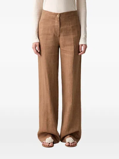 Vicolo Pressed-crease Wide-leg Trousers In Brown
