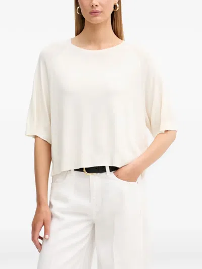 Vicolo Raglan-sleeve Fine-knit T-shirt In White