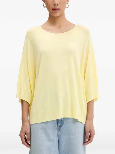 Vicolo Raglan-sleeve Fine-knit T-shirt In Yellow