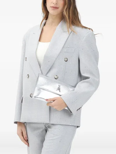 Vicolo Sequin-embellished Double-breasted Blazer In Gray