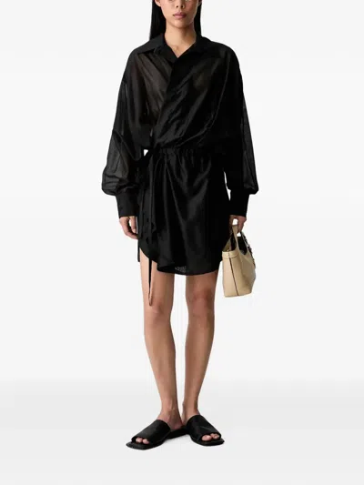 Vicolo Sheer Wrap-style Mini Dress In Schwarz
