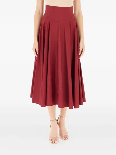 Vicolo Shirred Midi Skirt In Red