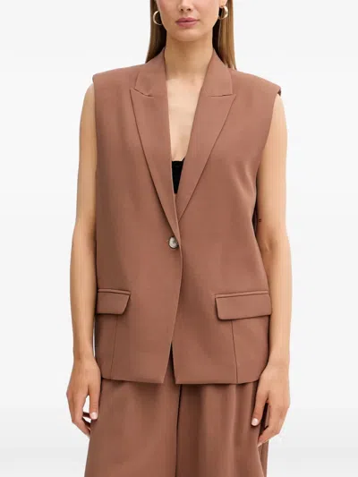 Vicolo Single-breasted Waistcoat In Brown