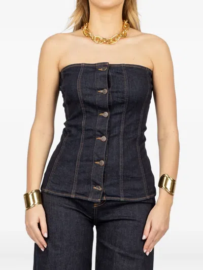Vicolo Strapless Denim Top In Black