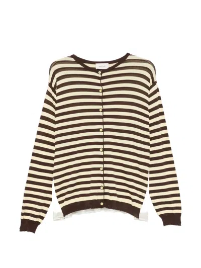 Vicolo Striped Cardigan In Brown
