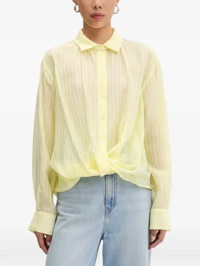 Vicolo Stripe-pattern Twist-detail Shirt In Yellow
