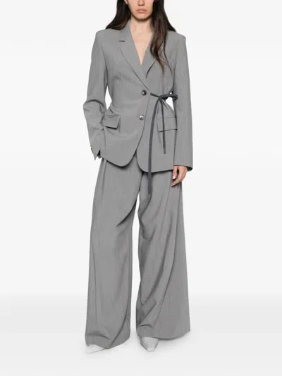 Vicolo Tie-fastening Notched-lapels Blazer In Gray