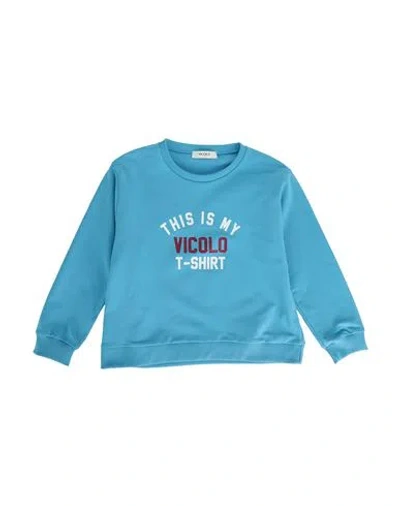 Vicolo Babies'  Toddler Girl Sweatshirt Azure Size 6 Cotton, Elastic Fibres In Blue