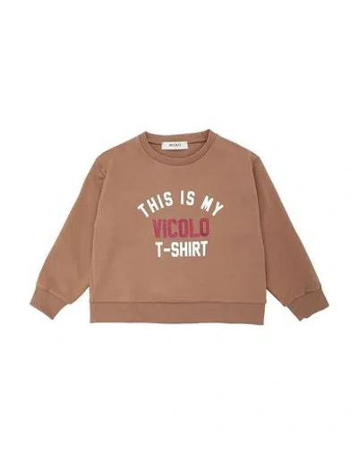 Vicolo Babies'  Toddler Girl Sweatshirt Camel Size 4 Cotton, Elastic Fibres In Beige