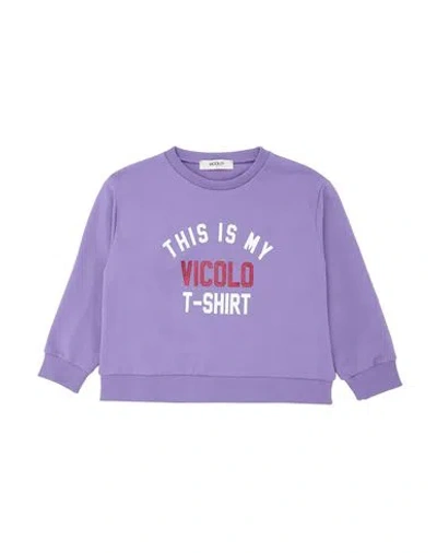 Vicolo Babies'  Toddler Girl Sweatshirt Purple Size 4 Cotton, Elastic Fibres