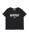 VICOLO VICOLO TODDLER GIRL T-SHIRT BLACK SIZE 4 COTTON, ELASTANE