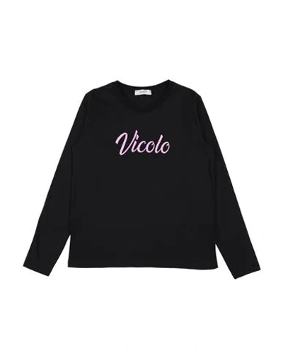 Vicolo Babies'  Toddler Girl T-shirt Black Size 4 Cotton, Elastic Fibres