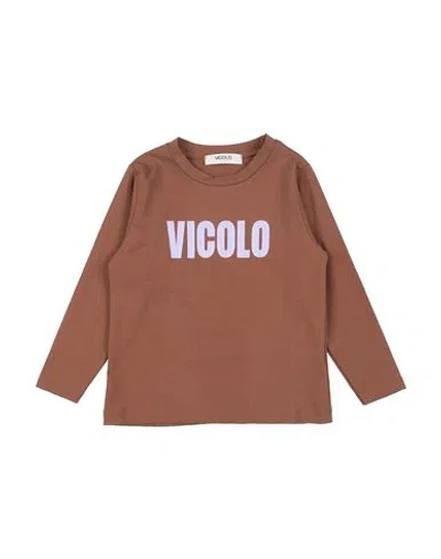 Vicolo Babies'  Toddler Girl T-shirt Brown Size 4 Cotton, Elastane