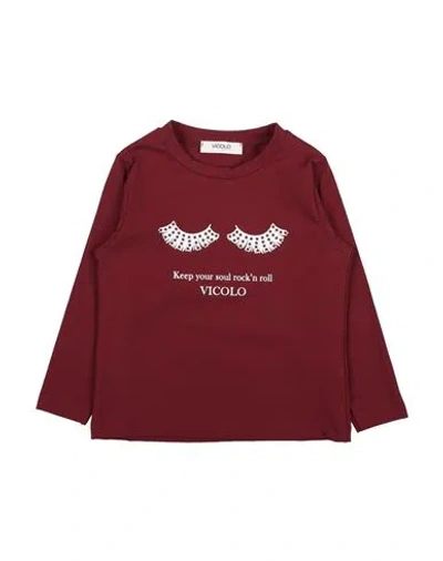 Vicolo Babies'  Toddler Girl T-shirt Burgundy Size 4 Cotton, Elastane In Red