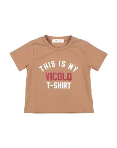 Vicolo Babies'  Toddler Girl T-shirt Camel Size 6 Cotton, Elastane In Beige