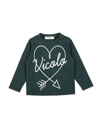 Vicolo Babies'  Toddler Girl T-shirt Dark Green Size 4 Cotton, Elastane