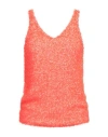 Vicolo Trivelli Woman Top Orange Size S Cotton, Polyester, Nylon