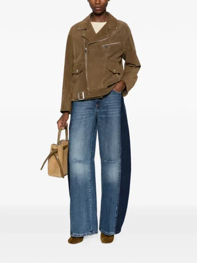 Vicolo Two-tone Panelled Jeans In Blue