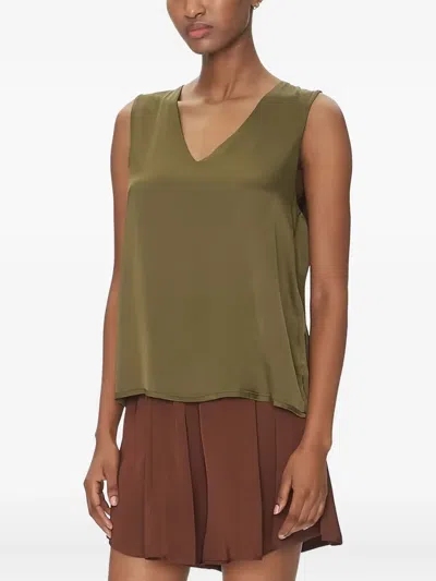 Vicolo V-neck Sleeveless Top In Brown