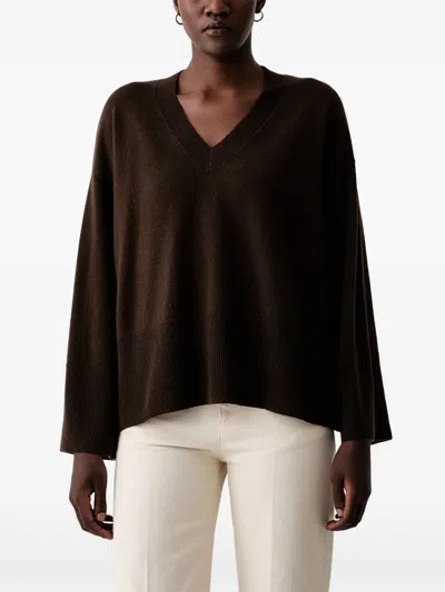 Vicolo V-neck Long-sleeve Sweater In Brown