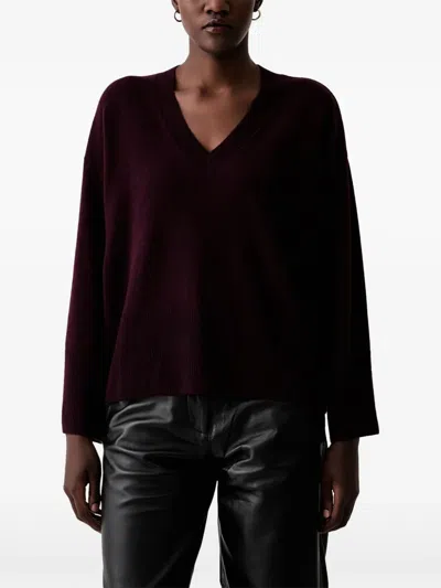 Vicolo V-neck Ribbed-trim Sweater In Red